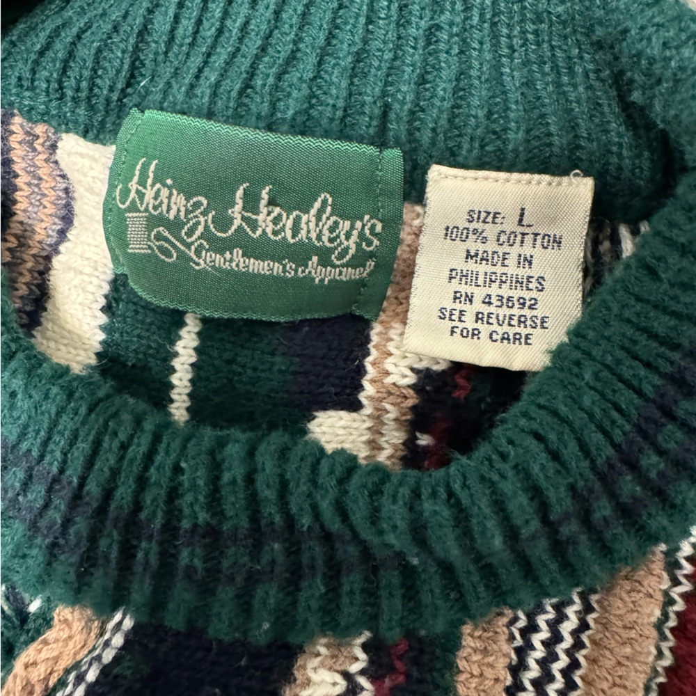Vintage Heinz Healey’s Men’s Cotton Sweater Textured Patterned Holiday. Sz L/EUC - Picture 4 of 9